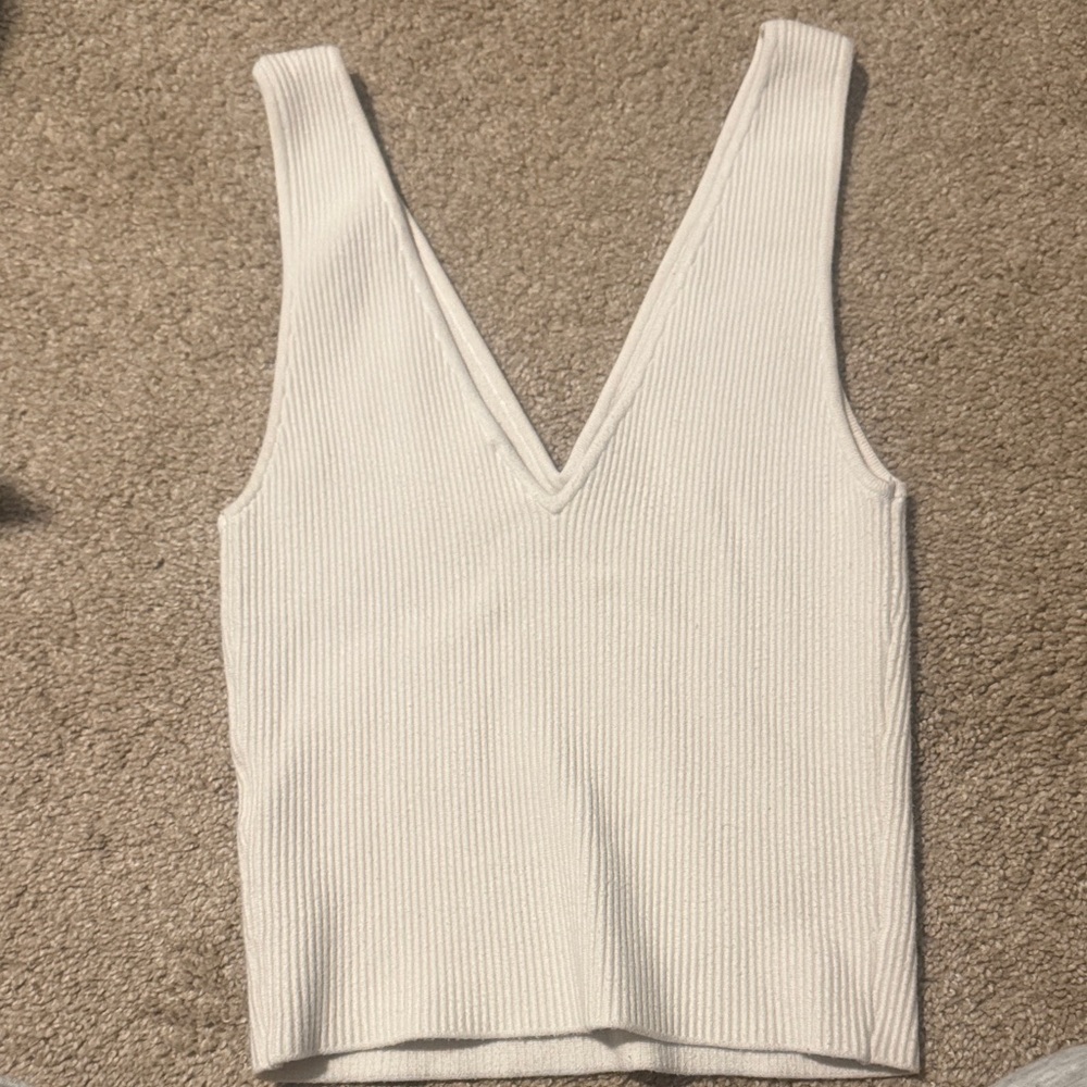 Abercrombie & Fitch White Ribbed Tank Top